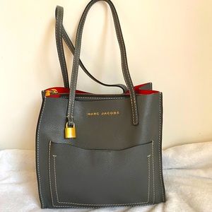 Marc Jacobs grey leather small tote.